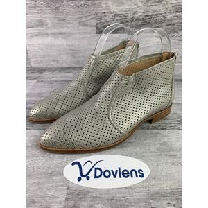 Italeau Womens Perforated Leather Booties Size 5.5 Silver